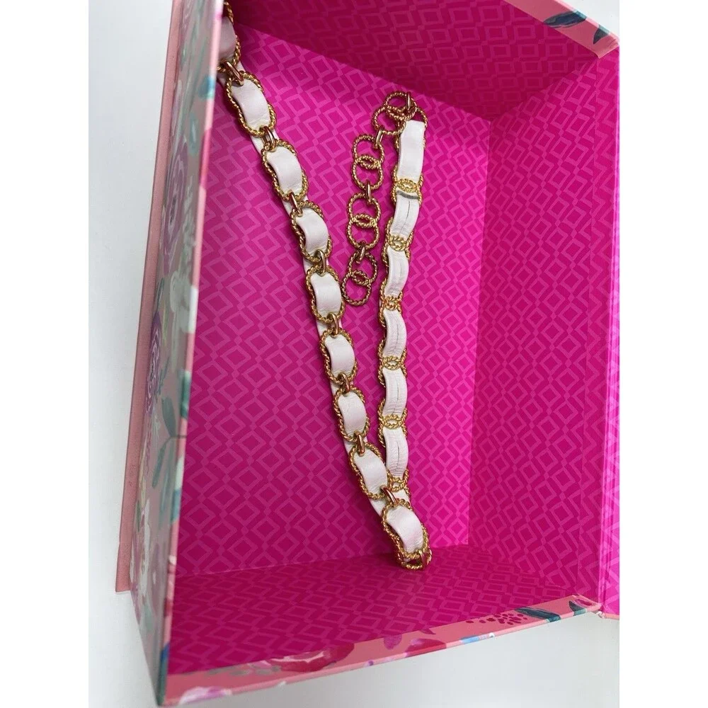 Vintage White Thin Velvet Gold Chain‎ Tassel Tie Belt Casual Belt